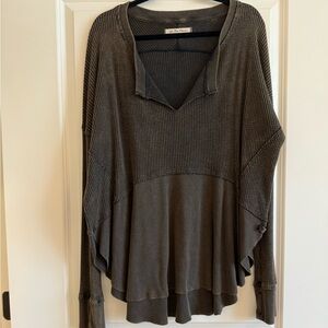 Free People Army Green/Grey Tunic Top
